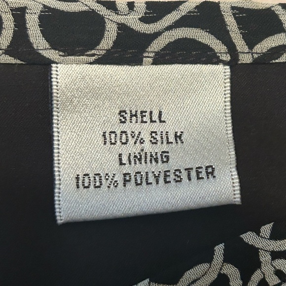 Vintage Talbots Womens Silk Skirt Side Zip Midi Black Ivory Size 20 Geometric - Picture 5 of 14